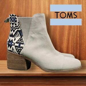 TOMS | ESME BIRCH GENUINE LEATHER SUEDE METALLIC JAQUARD CHELSEA BOOTS